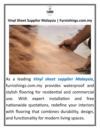 Vinyl Sheet Supplier Malaysia Furnishings.com.my