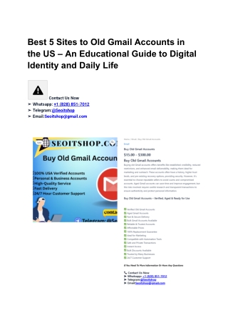 Best 5 Sites to Buying Old Gmail Accounts in US