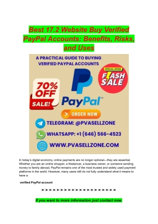 Best 17.2 Website Buy Verified PayPal Accounts_ Benefits, Risks, and Uses