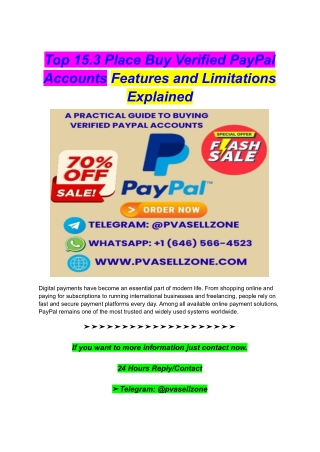 Top 15.3 Place Buy Verified PayPal Accounts Features and Limitations Explained