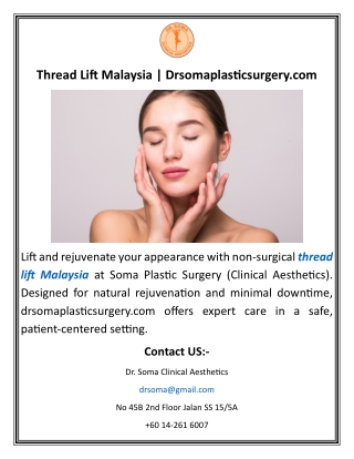 Thread Lift Malaysia Drsomaplasticsurgery