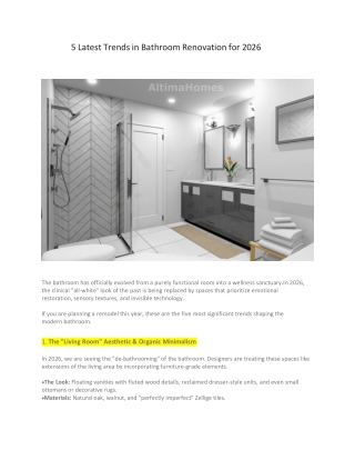 5 Latest Trends in Bathroom Renovation for 2026