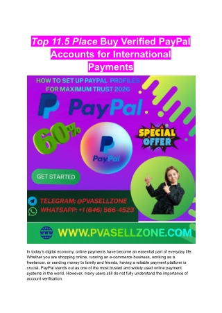 Top 11.5 Place Buy Verified PayPal Accounts for International Payments