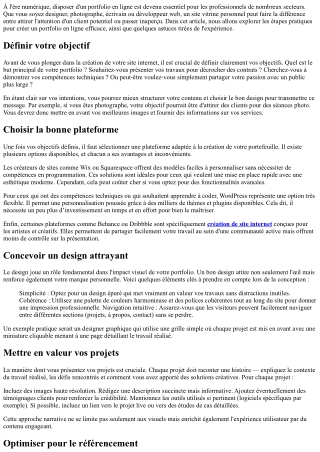 Créer un portfolio en ligne : étapes et astuces pratiques