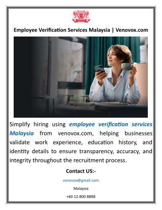 Employee Verification Services Malaysia Venovox