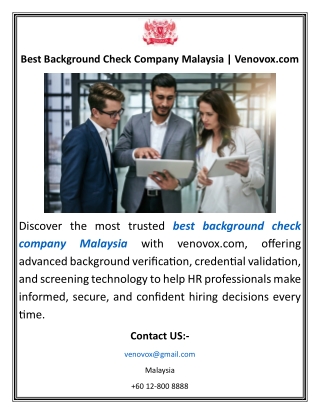 Best Background Check Company Malaysia Venovox