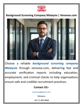 Background Screening Company Malaysia Venovox