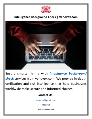 Intelligence Background Check Venovox