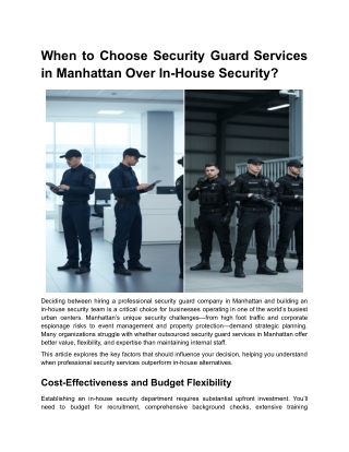 When to Choose Security Guard Services in Manhattan Over In-House Security?