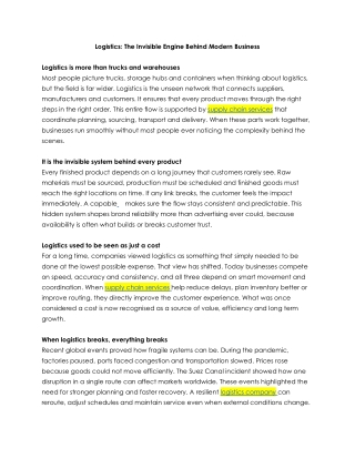 Logistics The Invisible Engine Behind Modern Business
