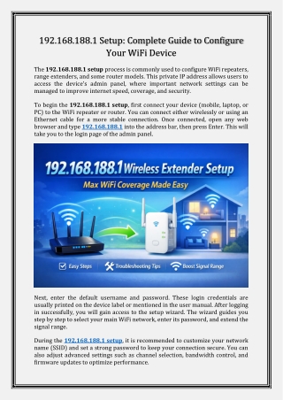 192.168.188.1 Setup-Complete Guide to Configure Your WiFi Device