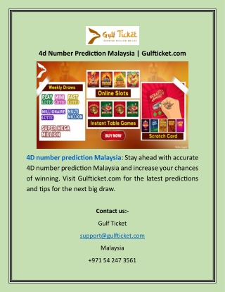 4d Number Prediction Malaysia  Gulfticket