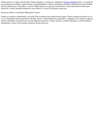 Gömeç Pencere ve Pimapen Sistemleri ile Evinize Modern Bir Soluk