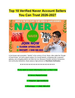 Top 10 Verified Naver Account Sellers You Can Trust 2026-2027