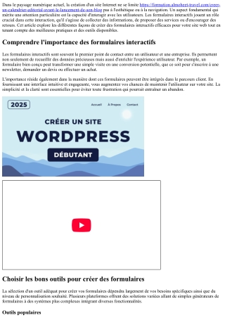 Créer des formulaires interactifs sur son nouveau Site Web facilement.