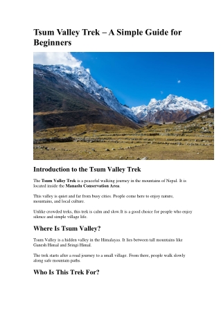 Tsum Valley Trek: 16 Days Itinerary in the Nepal Valley Trek
