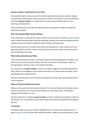 Nursery in Deira- A Safe Start for Your Child