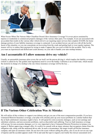 What Occurs When The Other Chauffeur Does Not Have Insurance Coverage?