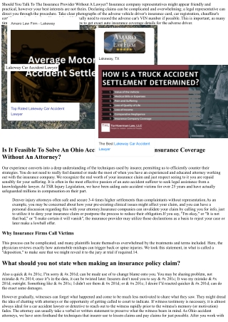 Should You Talk With The Insurance Company Without A Lawyer?