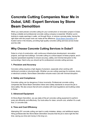 Concrete Cutting Companies Near Me in Dubai UAE