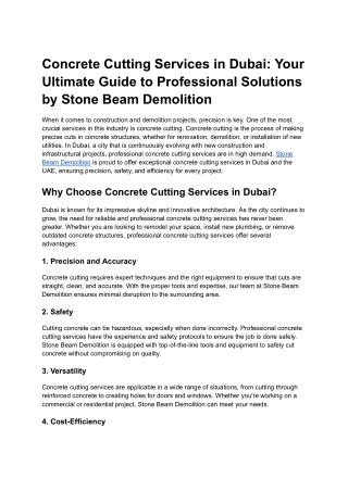 Concrete Cutting Services in Dubai