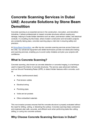 Concrete Scanning Services in Dubai UAE