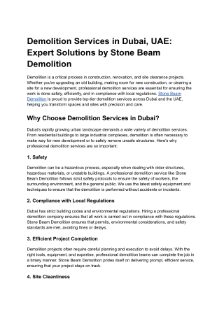 Demolition Services Dubai UAE
