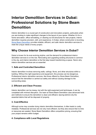 Interior Demolition Dubai UAE