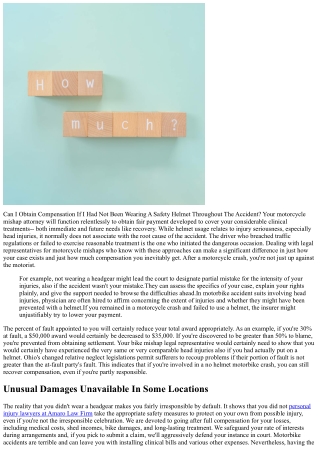 Can I Obtain Settlement Also If I Wasn't Wearing A Helmet?- El Dabe Ritter Trial