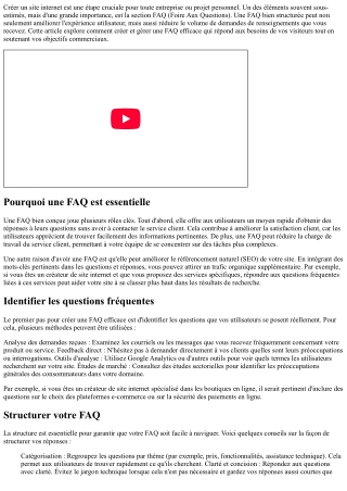 Créer et gérer une FAQ efficace sur votre nouveau site.