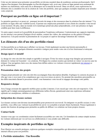 Créer un site internet pour son portfolio : exemples inspirants