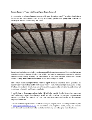 Restore Property Value with Expert Spray Foam Removal!