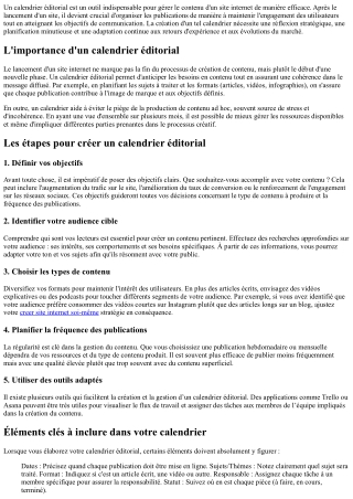 Créer un calendrier éditorial après lancement.