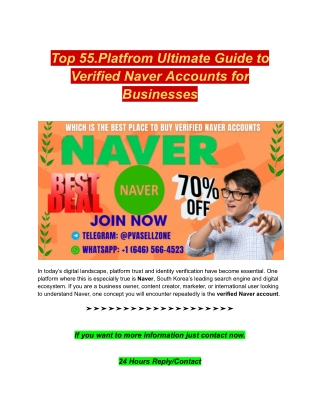 Top 55.Platfrom Ultimate Guide to Verified Naver Accounts for Businesses