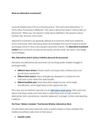 What are Alternative Investments