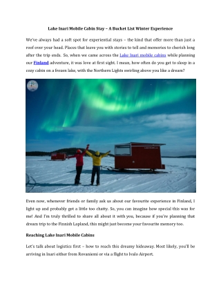 Lake Inari Mobile Cabin Stay – A Bucket List Winter Experience