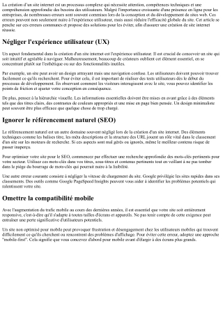 Erreurs fréquentes en création de sites web et comment les éviter