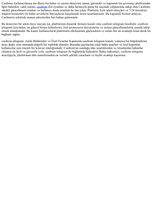 Casibom ve Casibom telegram ile Bahis Dünyasının Kalbine Bağlanın