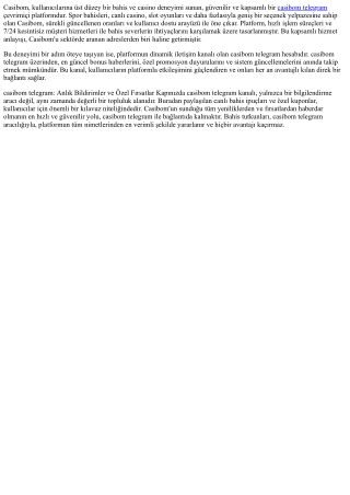Casibom ve Casibom telegram ile Bahis Dünyasının Kalbine Bağlanın