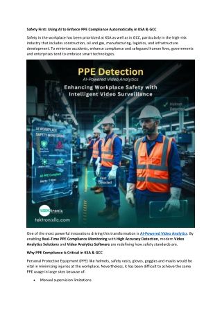 Safety First - Using AI to Enforce PPE Compliance Automatically in KSA & GCC