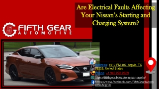 Are Electrical Faults Affecting Your Nissan’s Starting and Charging System