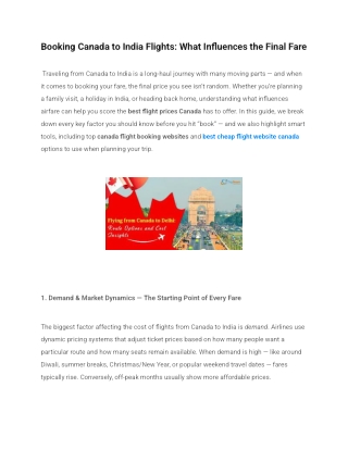 Booking Canada to India Flights: Tips to Get the Best Flight Prices Canada