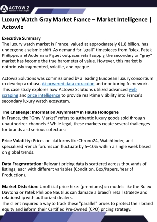 Luxury Watch Gray Market France – Market Intelligence Actowiz