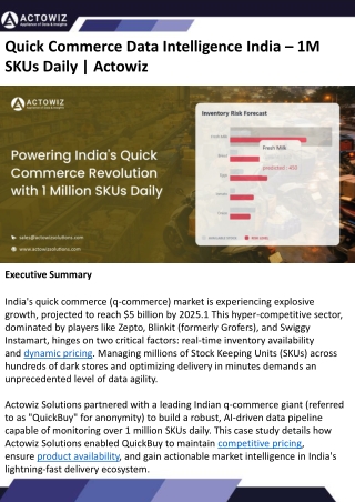 Quick Commerce Data Intelligence India 1M SKUs Daily  Actowiz