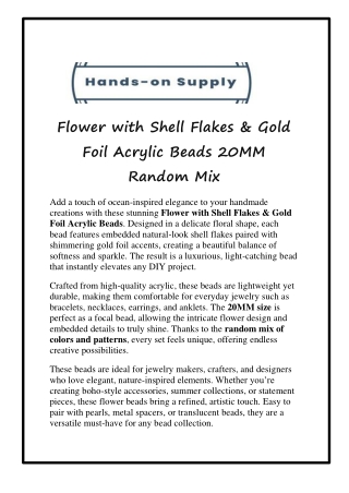 Flower with Shell Flakes & Gold Foil Acrylic Beads 20MM Random Mix