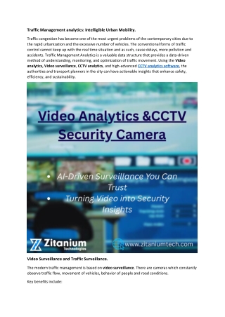 Traffic Management analytics: Intelligible Urban Mobility