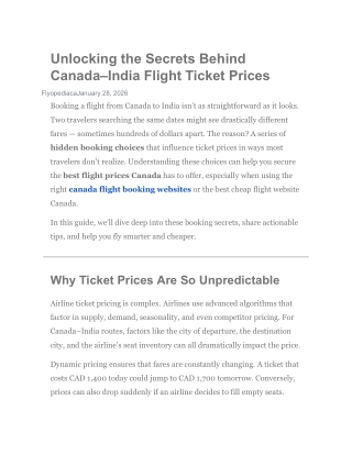 Unlocking Canada–India Flight Ticket Secrets: Get the Best Flight Prices Canada
