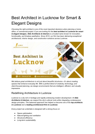 Best Architect in Lucknow for Smart & Elegant Designs