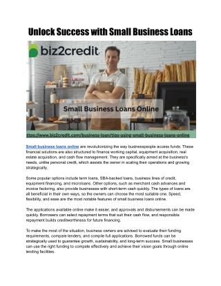 Unlock Success with Small Business Loans