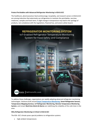 Protect Perishables with Advanced Refrigerator Monitoring in KSA & GCC